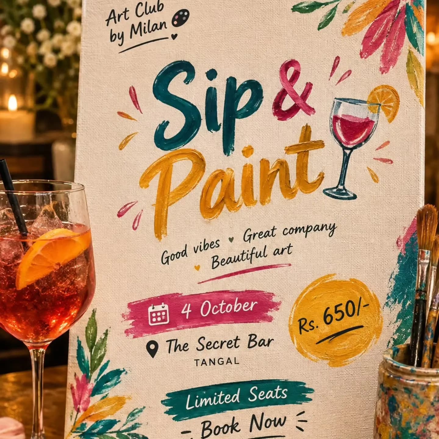 Sip & Paint by Art Club by Milan at The Secret Bar poster